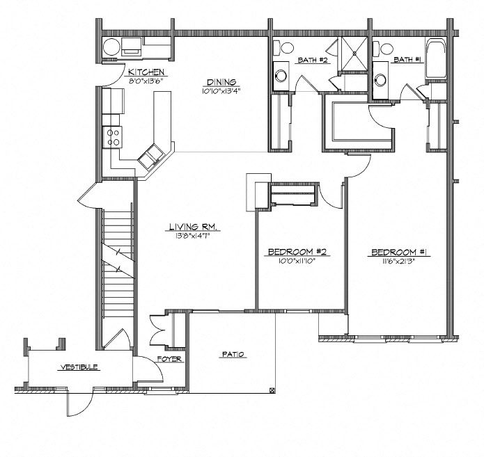 2 Bed, 2 Bath (B)